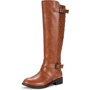 Women's Brown Jeossy Women's 950 Knee High Riding Boots with Zipper Wide Calf